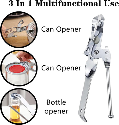 2 PCS Manual Can Opener Professional Swing Away Can Opener Heavy Duty Stainless Steel Can Openers Hand Held Tool with Bottle Opener for Camping, Kitchen Chef