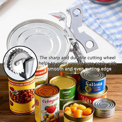 2 PCS Manual Can Opener Professional Swing Away Can Opener Heavy Duty Stainless Steel Can Openers Hand Held Tool with Bottle Opener for Camping, Kitchen Chef