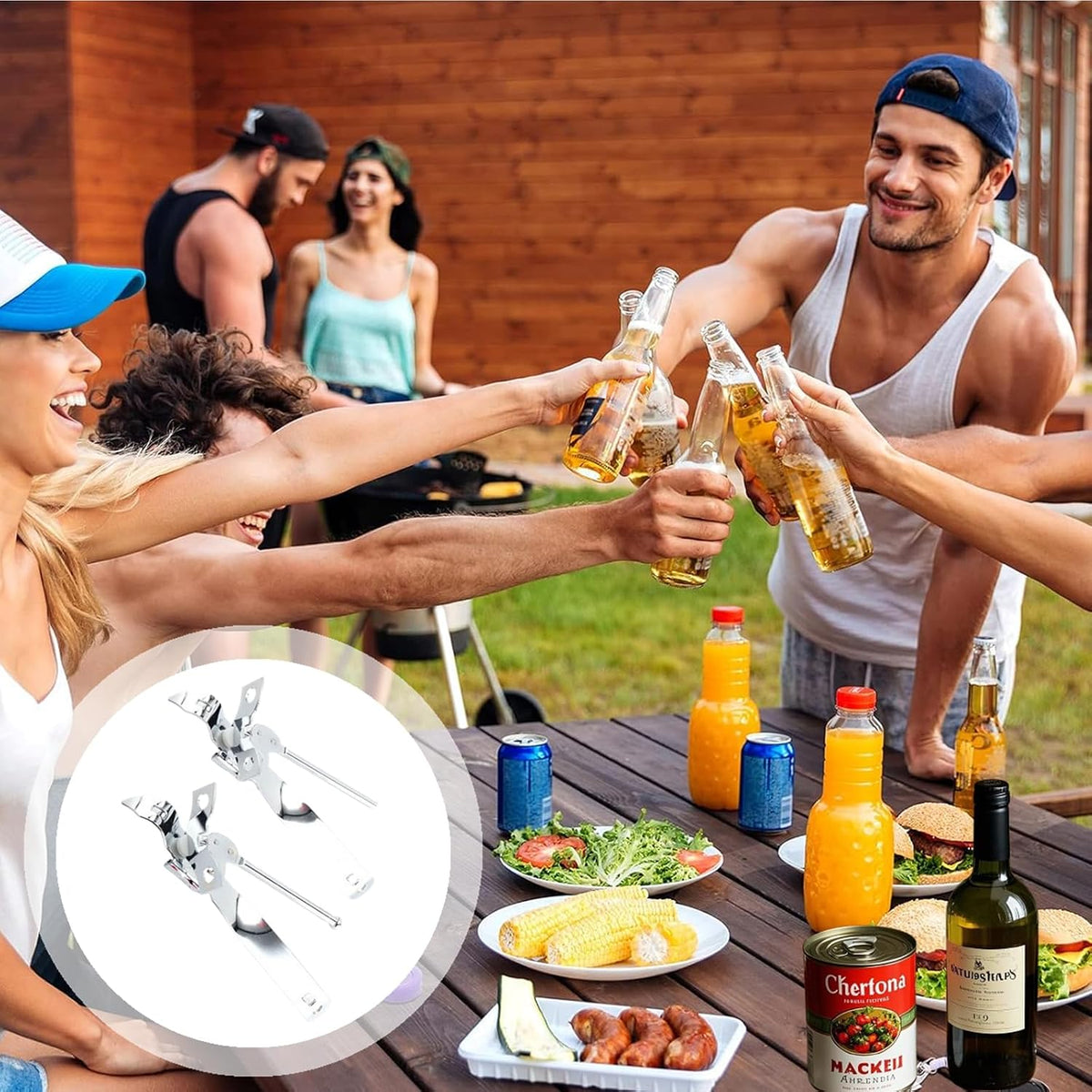 2 PCS Manual Can Opener Professional Swing Away Can Opener Heavy Duty Stainless Steel Can Openers Hand Held Tool with Bottle Opener for Camping, Kitchen Chef