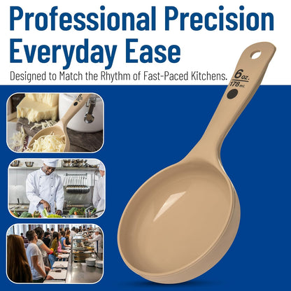 Measure Miser Plastic Measuring Spoon with Short Handle, 6 Ounces, Beige