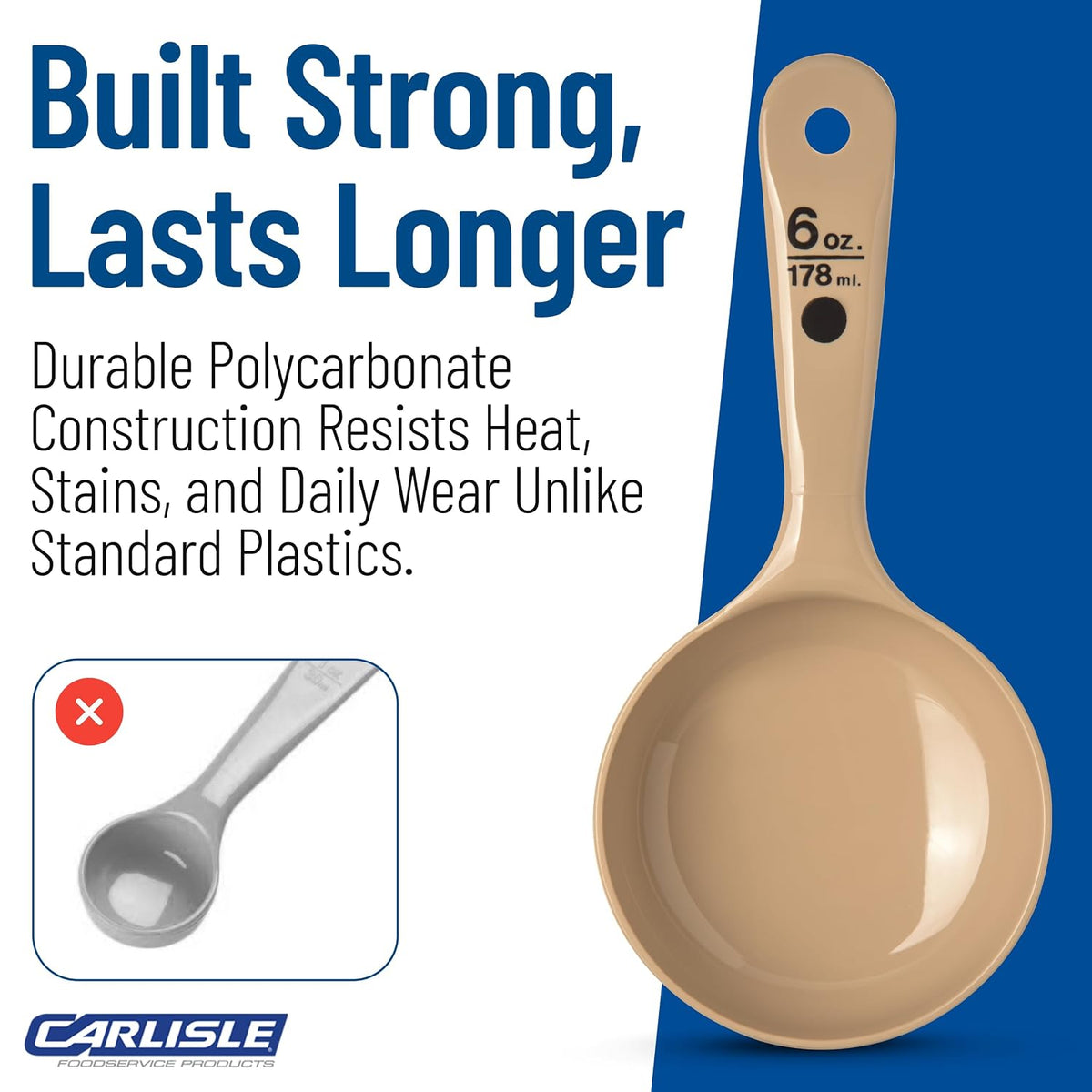 Measure Miser Plastic Measuring Spoon with Short Handle, 6 Ounces, Beige