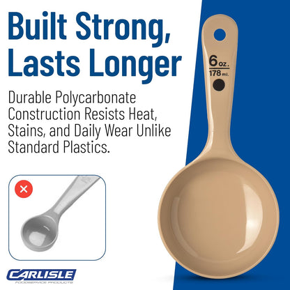 Measure Miser Plastic Measuring Spoon with Short Handle, 6 Ounces, Beige