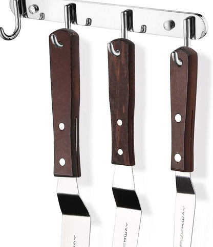 Offset Cake Icing Spatula Set of 4, 4"-6"-8"-10" | Professional Stainless Steel, Cake Decorating Frosting Spatulas, Flexible Resistant Blade, Wooden Handle For Easy Grip