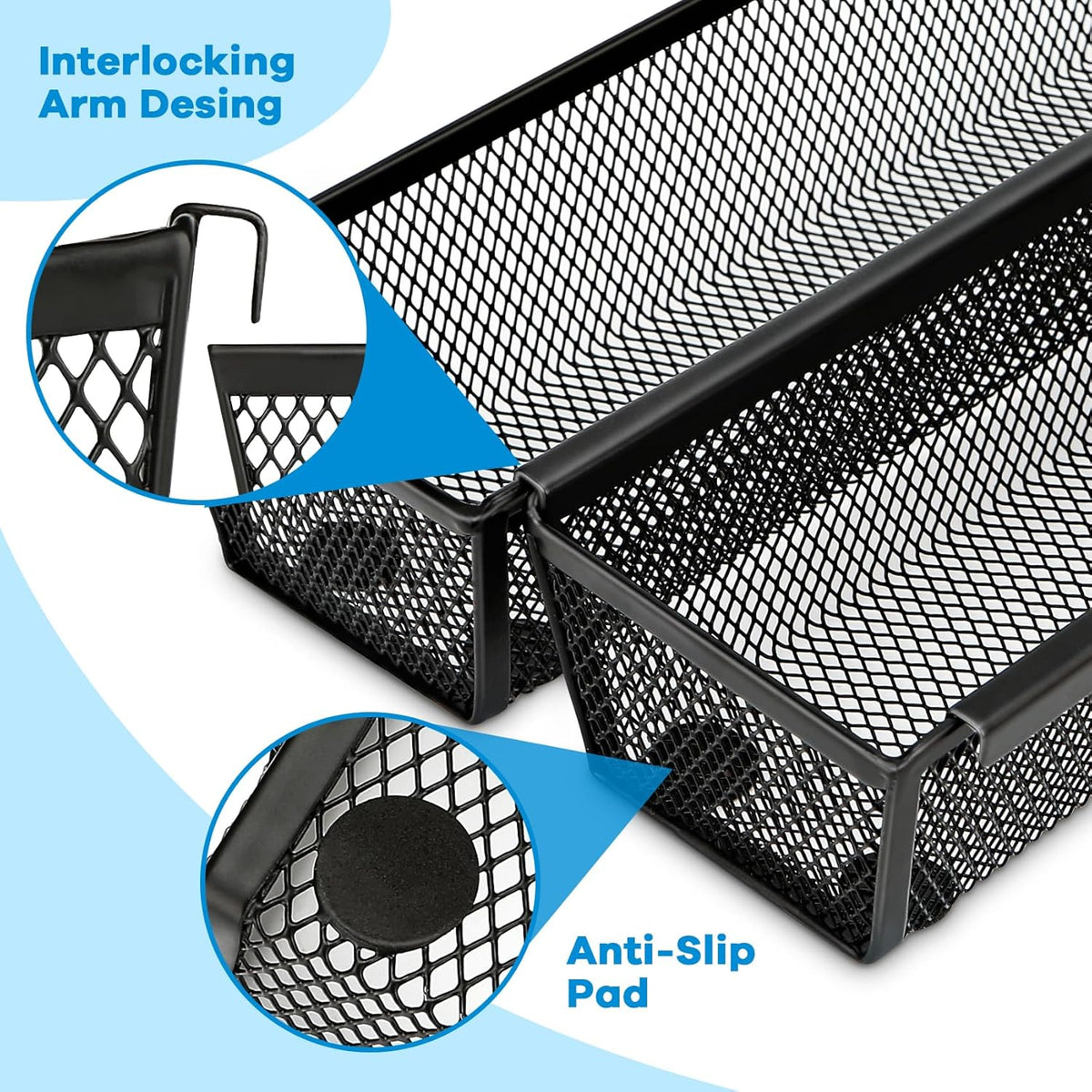 Silverware Organizer for Drawer, Utensil Drawer Organizer, 2 Pack Silverware Drawer Organizer Tray, Organizadores De Cocina, Flatware Organizer for Drawer with Interlocking Arm