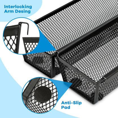 Silverware Organizer for Drawer, Utensil Drawer Organizer, 2 Pack Silverware Drawer Organizer Tray, Organizadores De Cocina, Flatware Organizer for Drawer with Interlocking Arm