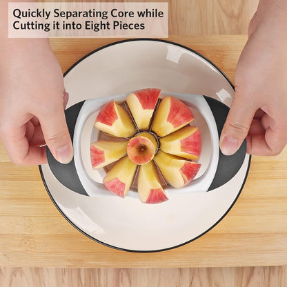 Asdirne Apple Slicer & Corer Set, Apple Cutter and Fruit Slicer with Sharp Stainless Steel Blades and Ergonomic Non-Slip Handles, Ideal for Cutting a Wide Range of Fruits, Black