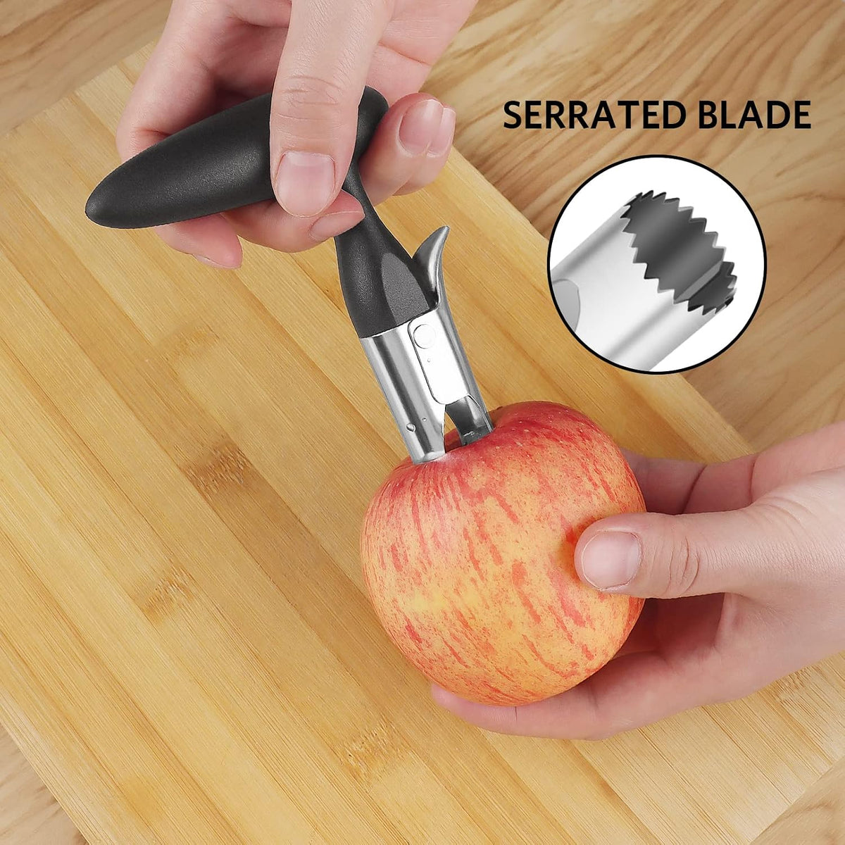 Asdirne Apple Slicer & Corer Set, Apple Cutter and Fruit Slicer with Sharp Stainless Steel Blades and Ergonomic Non-Slip Handles, Ideal for Cutting a Wide Range of Fruits, Black