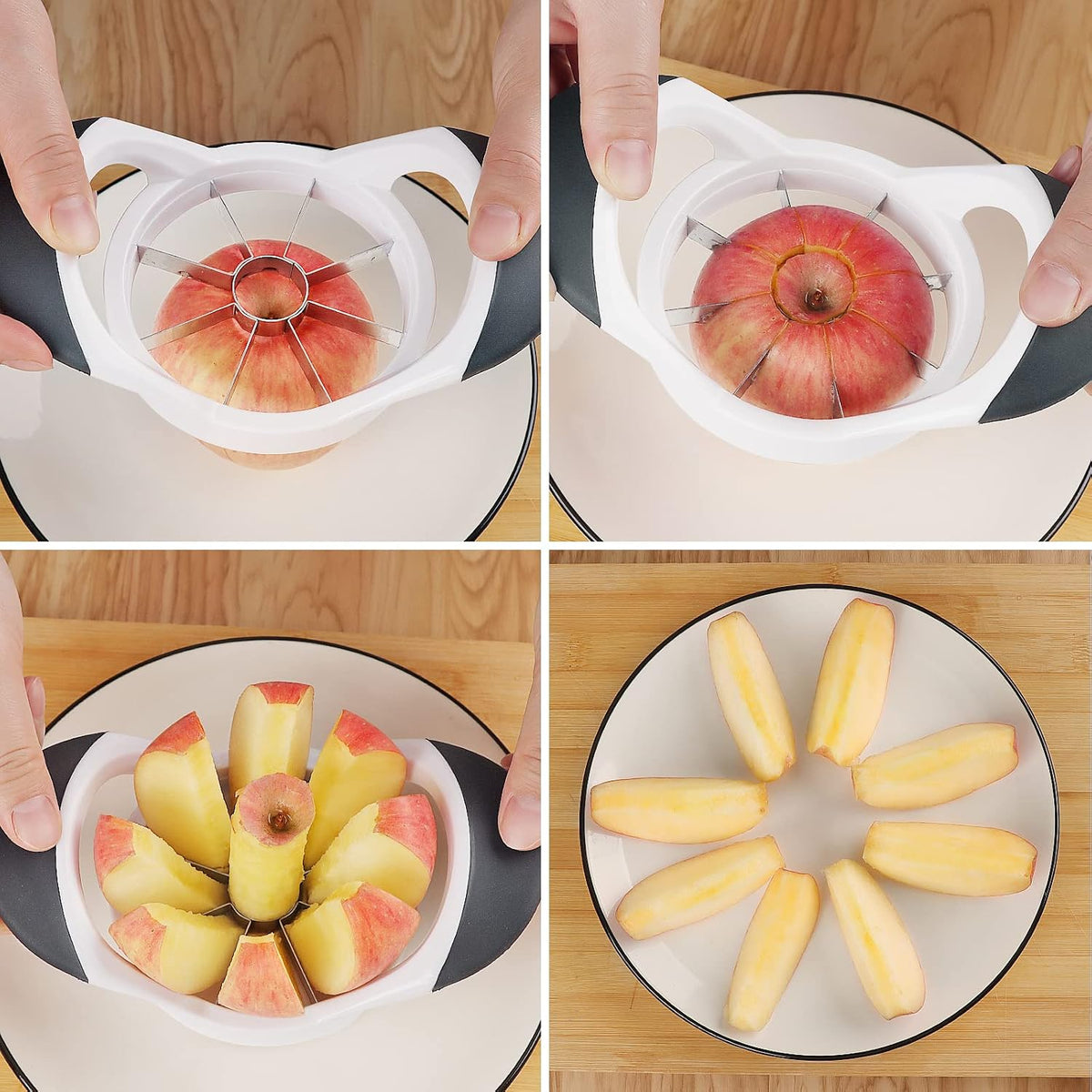 Asdirne Apple Slicer & Corer Set, Apple Cutter and Fruit Slicer with Sharp Stainless Steel Blades and Ergonomic Non-Slip Handles, Ideal for Cutting a Wide Range of Fruits, Black