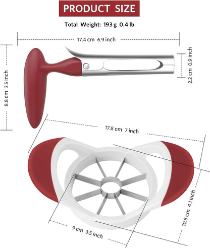 Asdirne Apple Slicer & Corer Set, Apple Cutter and Fruit Slicer with Sharp Stainless Steel Blades and Ergonomic Non-Slip Handles, Ideal for Cutting a Wide Range of Fruits, Black
