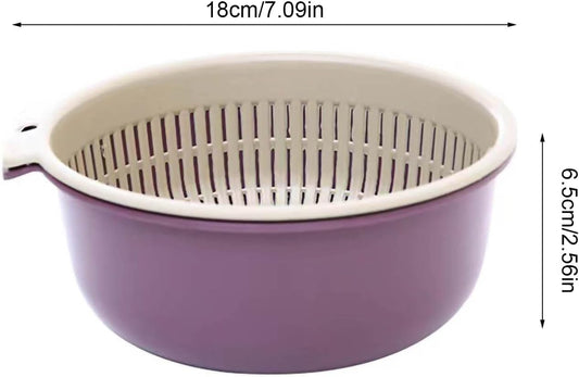 2 in 1 Small Colander Bowl Set, Detachable Strainer and Serving Bowl Kitchen Fruit Vegetable Washing Drainer for Home Meal Prep and Salad Making (7.09x2.56inch)