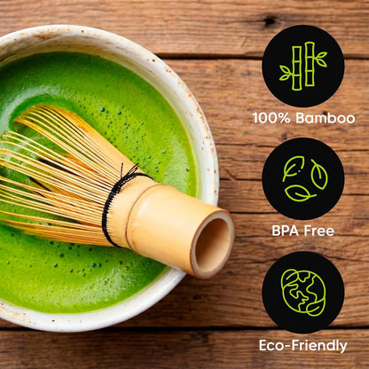 Bamboo Matcha Whisk Set (Chasen) – Traditional Bamboo Whisk for Matcha Tea Ceremony – Handcrafted 100-Prong Chasen for Smooth, Creamy Foam – Authentic Tools & Accessories
