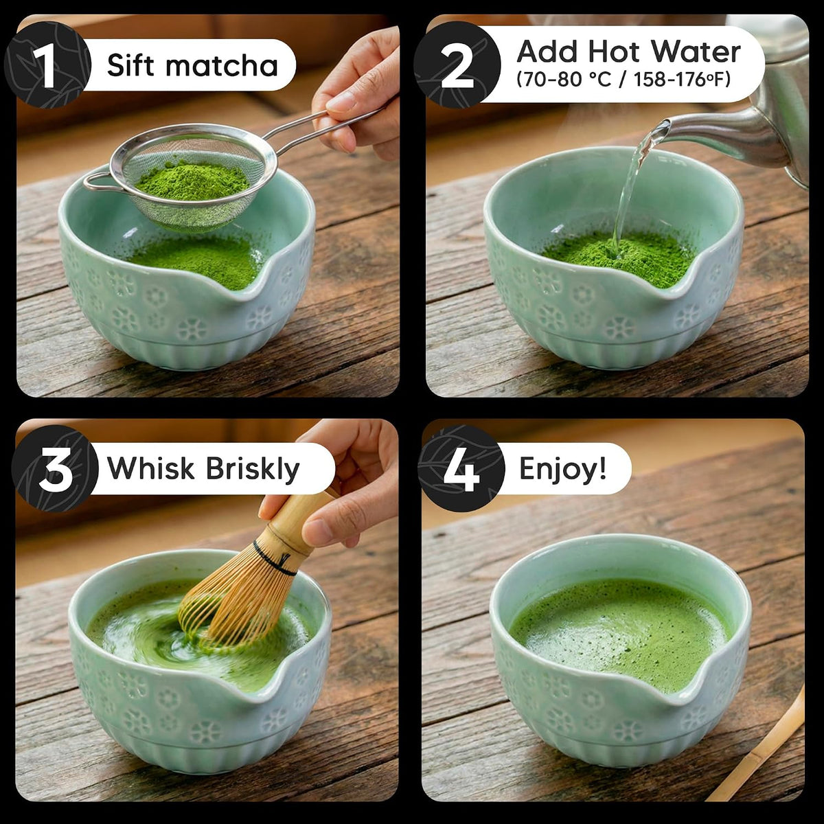 Bamboo Matcha Whisk Set (Chasen) – Traditional Bamboo Whisk for Matcha Tea Ceremony – Handcrafted 100-Prong Chasen for Smooth, Creamy Foam – Authentic Tools & Accessories