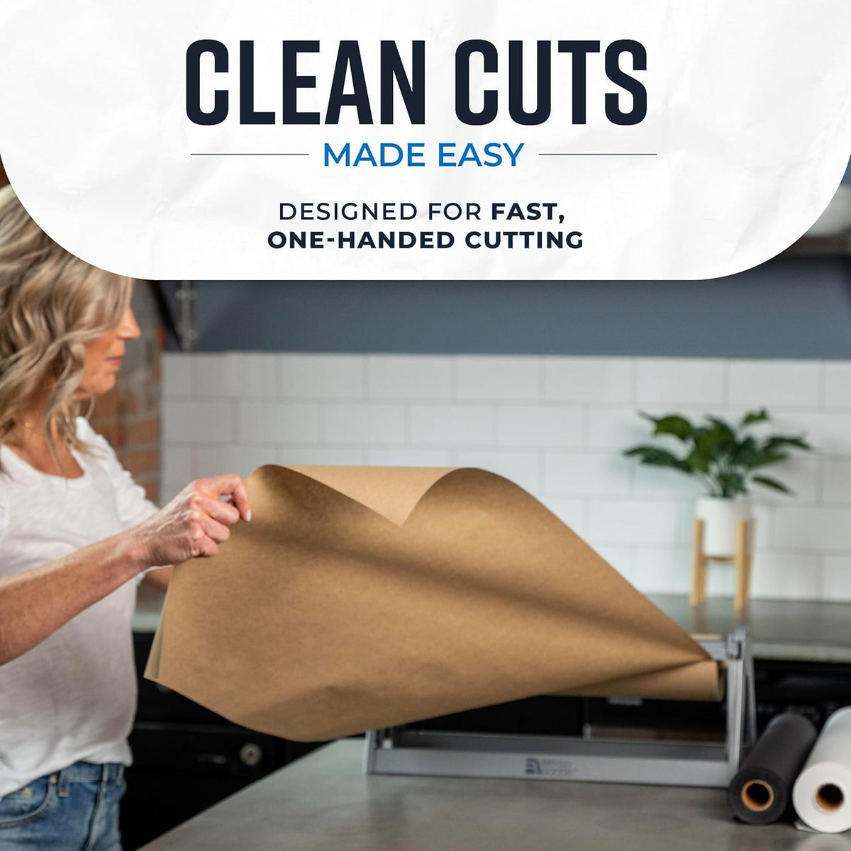 18 Inch Butcher & Kraft Paper Roll Dispenser and Cutter | Heavy-Duty Steel Frame, Sharp Blade, Wall Mountable, Tabletop, Non-Slip Rubber Feet, One-Hand Operation, Holds 1000ft Rolls