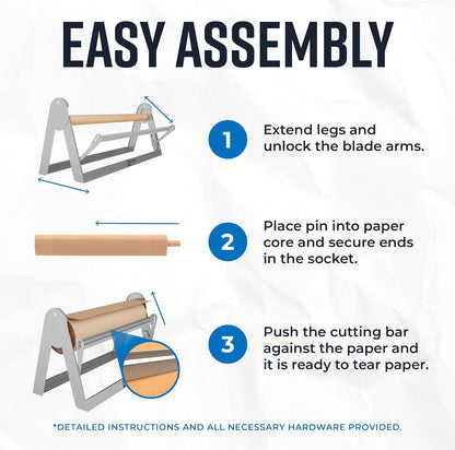 18 Inch Butcher & Kraft Paper Roll Dispenser and Cutter | Heavy-Duty Steel Frame, Sharp Blade, Wall Mountable, Tabletop, Non-Slip Rubber Feet, One-Hand Operation, Holds 1000ft Rolls