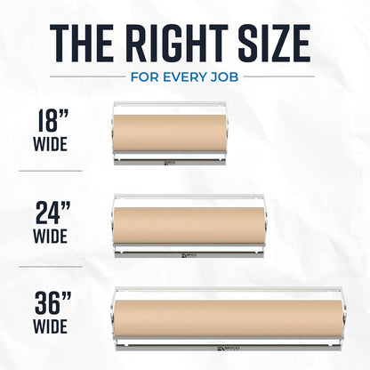 18 Inch Butcher & Kraft Paper Roll Dispenser and Cutter | Heavy-Duty Steel Frame, Sharp Blade, Wall Mountable, Tabletop, Non-Slip Rubber Feet, One-Hand Operation, Holds 1000ft Rolls
