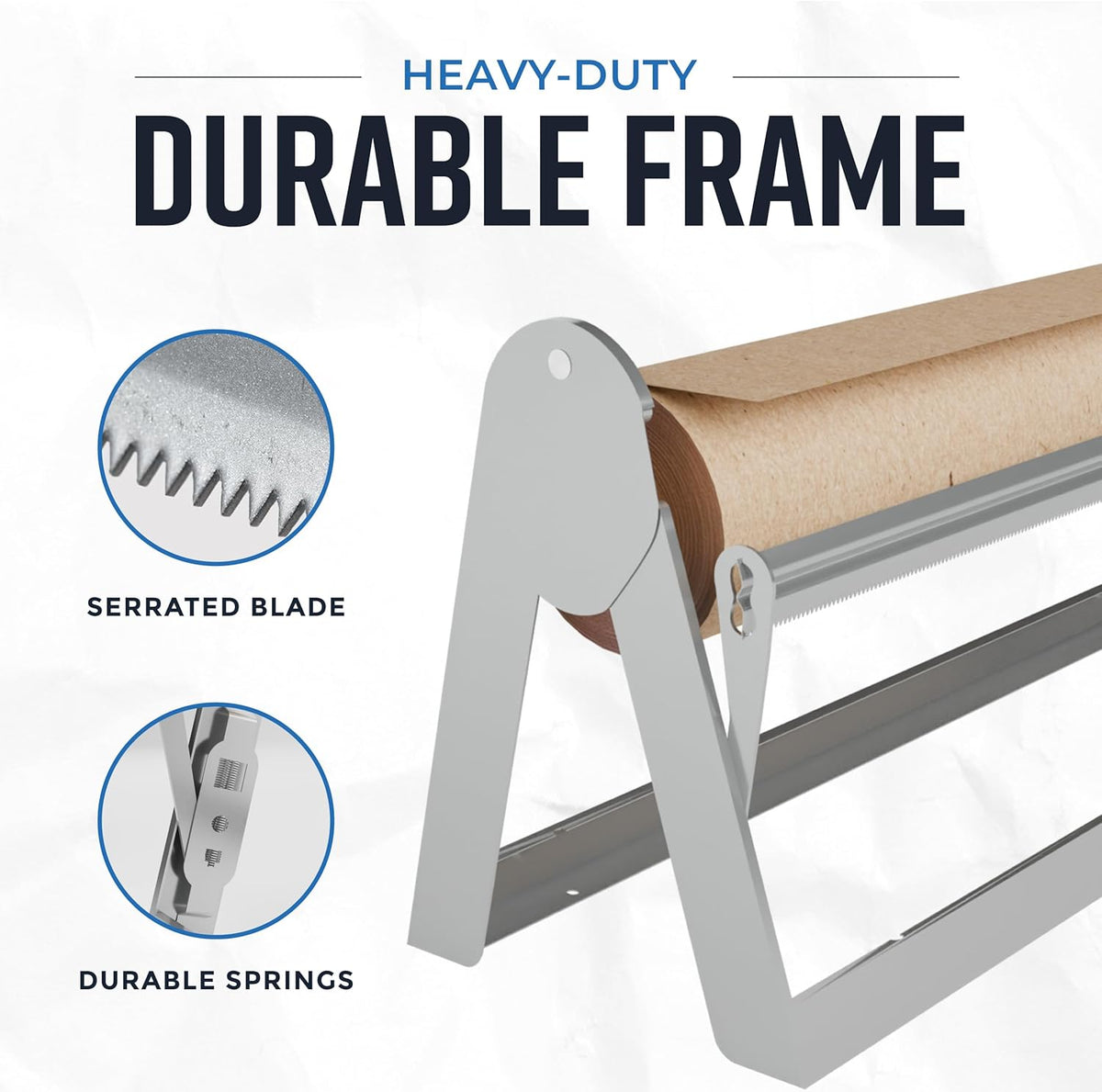 18 Inch Butcher & Kraft Paper Roll Dispenser and Cutter | Heavy-Duty Steel Frame, Sharp Blade, Wall Mountable, Tabletop, Non-Slip Rubber Feet, One-Hand Operation, Holds 1000ft Rolls