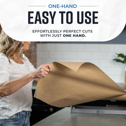 18 Inch Butcher & Kraft Paper Roll Dispenser and Cutter | Heavy-Duty Steel Frame, Sharp Blade, Wall Mountable, Tabletop, Non-Slip Rubber Feet, One-Hand Operation, Holds 1000ft Rolls