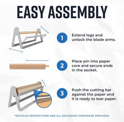 18 Inch Butcher & Kraft Paper Roll Dispenser and Cutter | Heavy-Duty Steel Frame, Sharp Blade, Wall Mountable, Tabletop, Non-Slip Rubber Feet, One-Hand Operation, Holds 1000ft Rolls