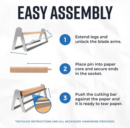 18 Inch Butcher & Kraft Paper Roll Dispenser and Cutter | Heavy-Duty Steel Frame, Sharp Blade, Wall Mountable, Tabletop, Non-Slip Rubber Feet, One-Hand Operation, Holds 1000ft Rolls