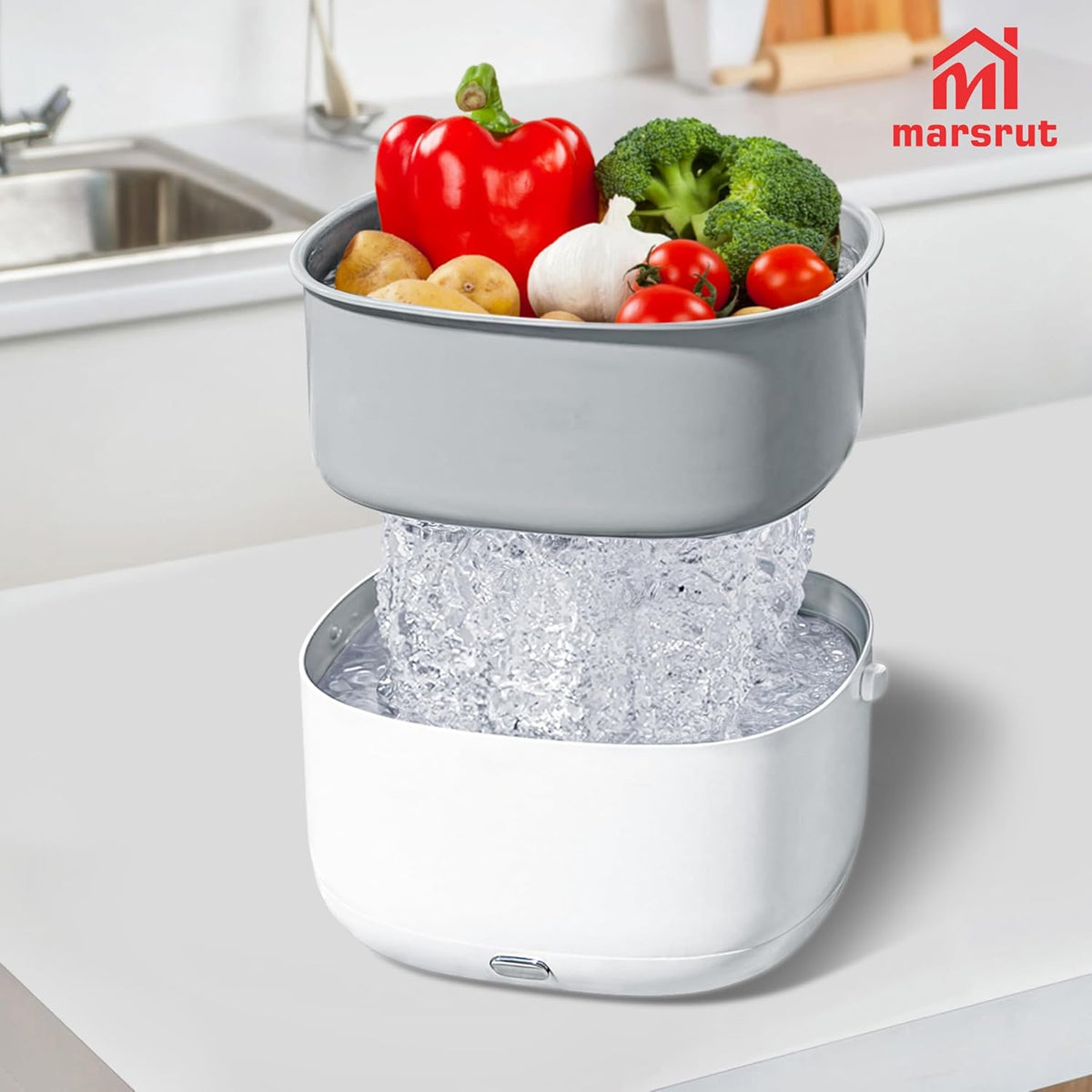 Ultrasonic Vegetable Cleaner, Fruit Washing Machine, Ion Purification 360 Degree Food Cleaning Bowl Washer Basket Purifier Device to Removes Dust from Fresh Produce Veggie Meats Home Kitchen Tableware