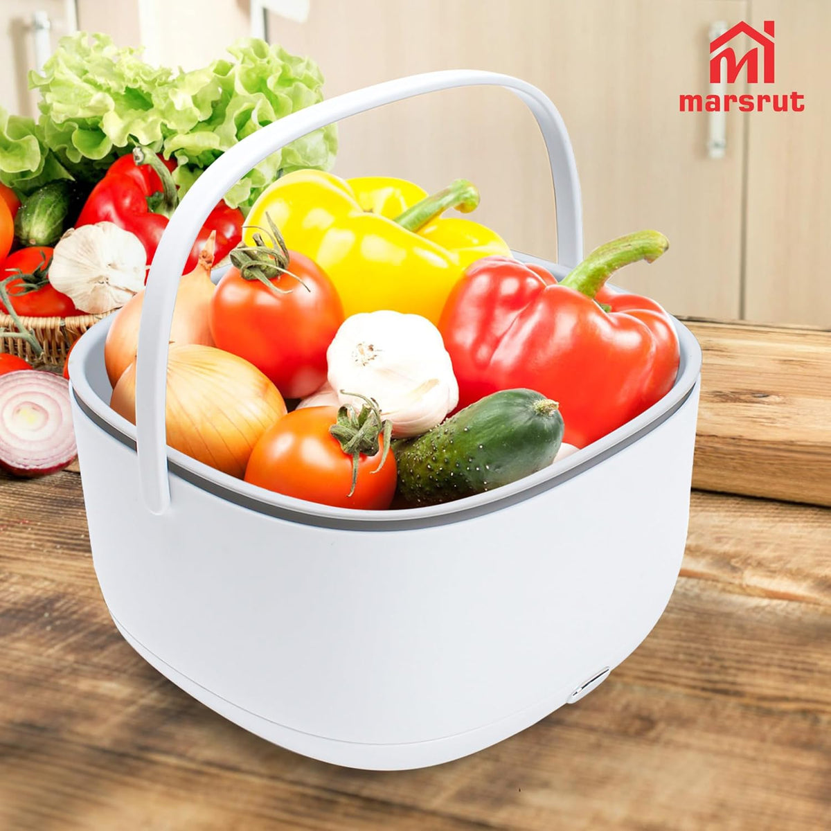 Ultrasonic Vegetable Cleaner, Fruit Washing Machine, Ion Purification 360 Degree Food Cleaning Bowl Washer Basket Purifier Device to Removes Dust from Fresh Produce Veggie Meats Home Kitchen Tableware