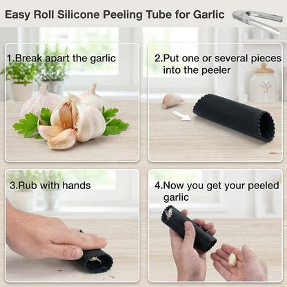 304 Stainless Steel Garlic Press, Heavy Duty Mincer & Crusher Tool, No Peeling Needed, Large Capacity Garlic Press and Masher, Easy Squeeze Presser, Rustproof Dishwasher Safe Kitchen Gadget