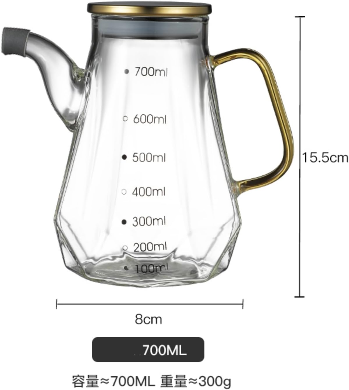 Glass Oil Dispenser Bottle - Glass Olive Oil Bottle for Kitchen, Wide Mouth Borosilicate Glass Cooking Oil Bottles with Lid and Handle (1000ML)