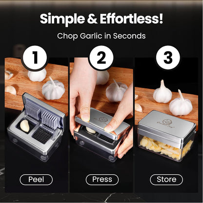 Garlic Press Chopper, 2-in-1 Slicer & Dicer, Fridge Friendly