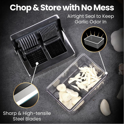 Garlic Press Chopper, 2-in-1 Slicer & Dicer, Fridge Friendly