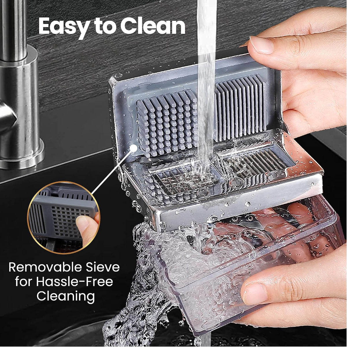 Garlic Press Chopper, 2-in-1 Slicer & Dicer, Fridge Friendly