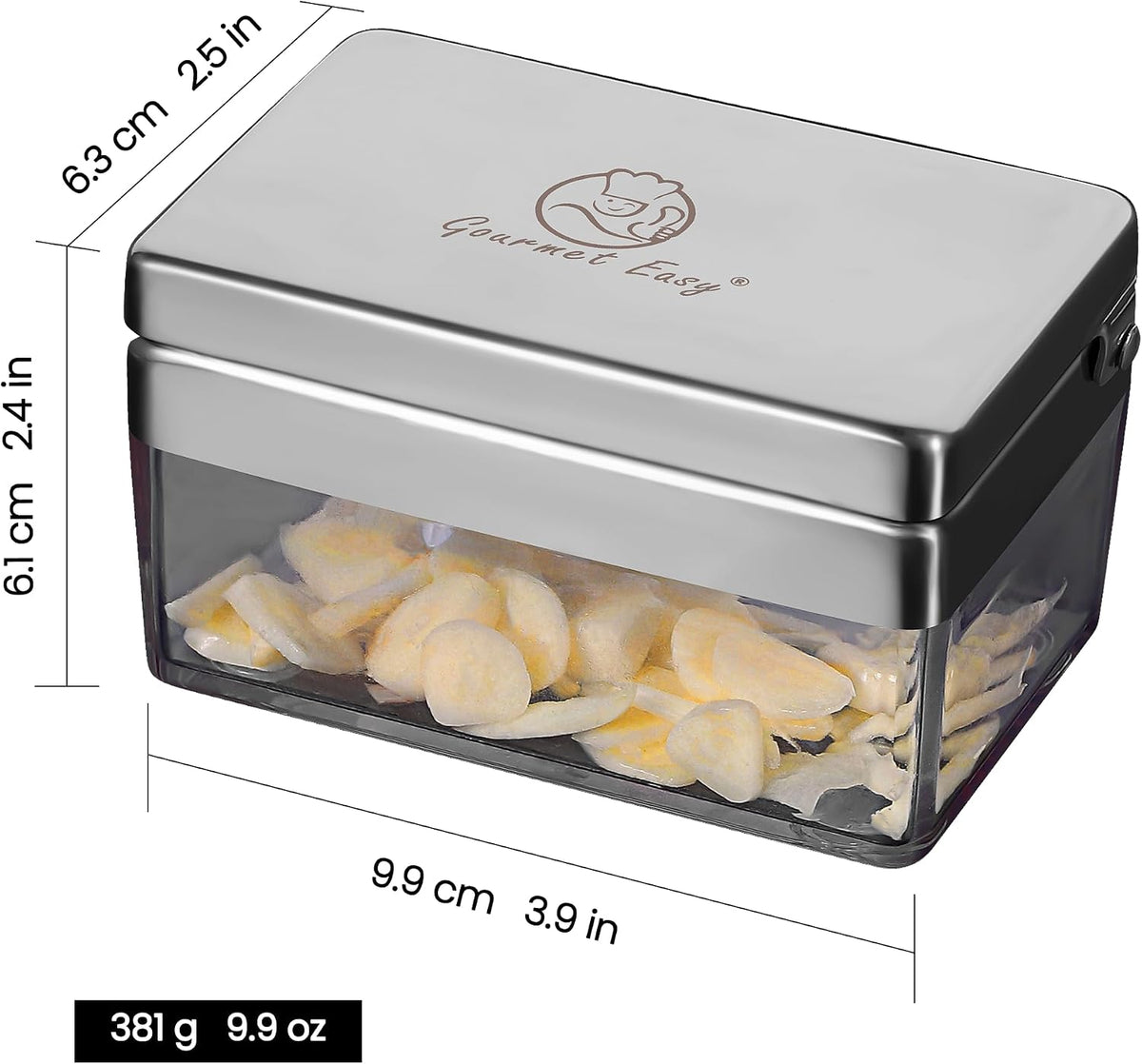 Garlic Press Chopper, 2-in-1 Slicer & Dicer, Fridge Friendly