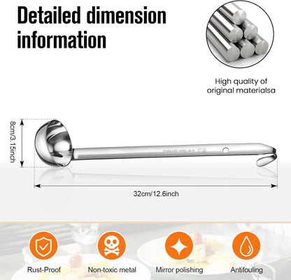 5 Pcs Soup Ladles Stainless Steel Serving Ladles with Long Handle for Serving, Cooking, Stirring, Portioning Kitchen Restaurant Accessories(4 oz)