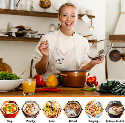 5 Pcs Soup Ladles Stainless Steel Serving Ladles with Long Handle for Serving, Cooking, Stirring, Portioning Kitchen Restaurant Accessories(4 oz)
