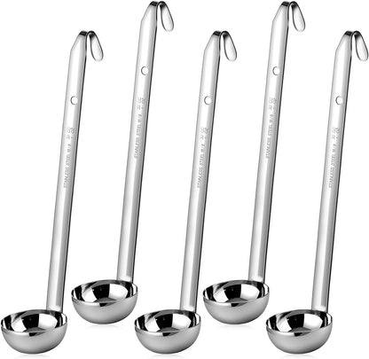 5 Pcs Soup Ladles Stainless Steel Serving Ladles with Long Handle for Serving, Cooking, Stirring, Portioning Kitchen Restaurant Accessories(4 oz)