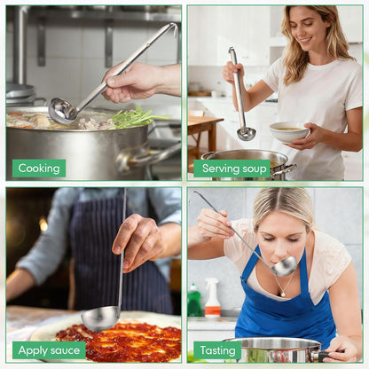 5 Pcs Soup Ladles Stainless Steel Serving Ladles with Long Handle for Serving, Cooking, Stirring, Portioning Kitchen Restaurant Accessories(4 oz)