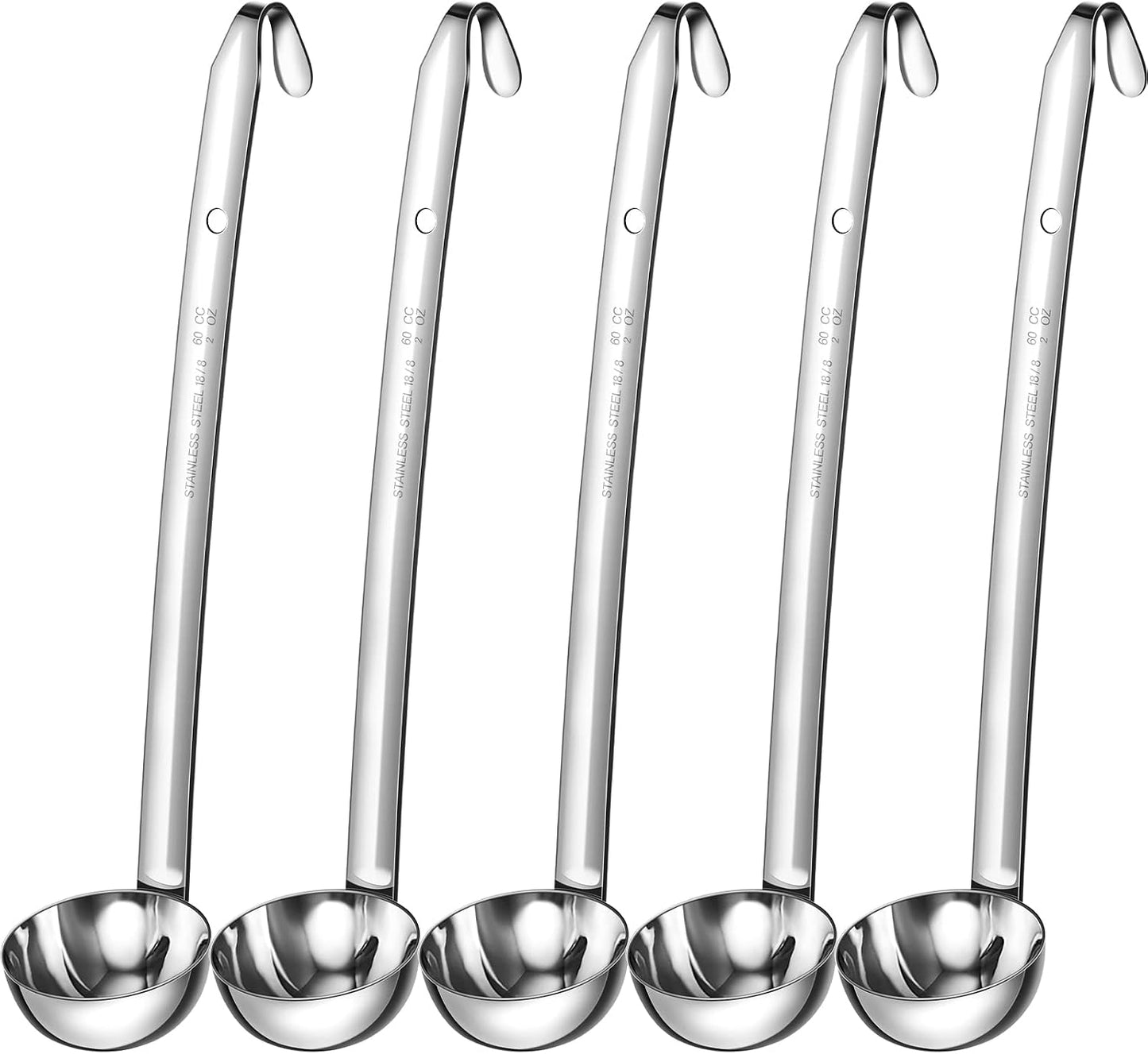 5 Pcs Soup Ladles Stainless Steel Serving Ladles with Long Handle for Serving, Cooking, Stirring, Portioning Kitchen Restaurant Accessories(4 oz)