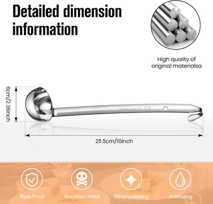 5 Pcs Soup Ladles Stainless Steel Serving Ladles with Long Handle for Serving, Cooking, Stirring, Portioning Kitchen Restaurant Accessories(4 oz)