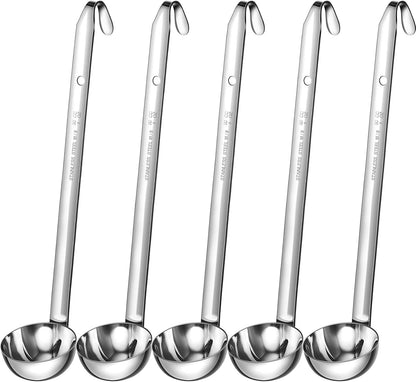 5 Pcs Soup Ladles Stainless Steel Serving Ladles with Long Handle for Serving, Cooking, Stirring, Portioning Kitchen Restaurant Accessories(4 oz)