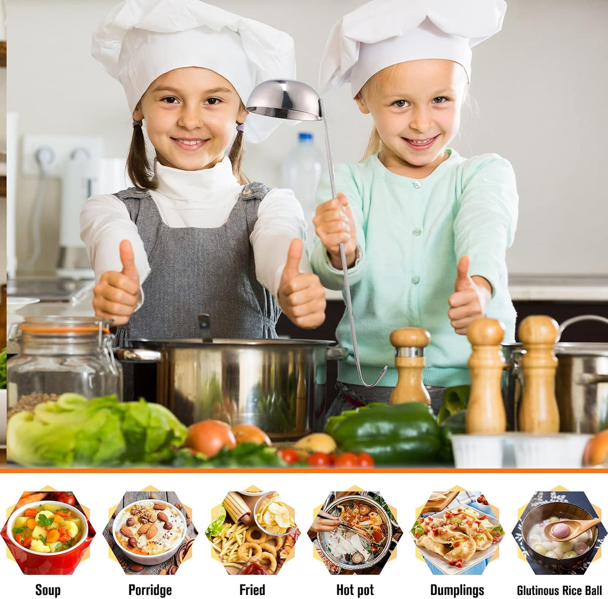 5 Pcs Soup Ladles Stainless Steel Serving Ladles with Long Handle for Serving, Cooking, Stirring, Portioning Kitchen Restaurant Accessories(4 oz)