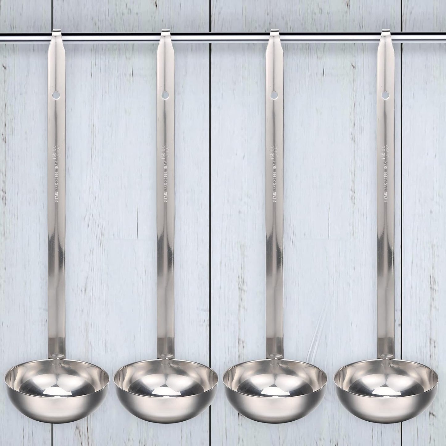 5 Pcs Soup Ladles Stainless Steel Serving Ladles with Long Handle for Serving, Cooking, Stirring, Portioning Kitchen Restaurant Accessories(4 oz)
