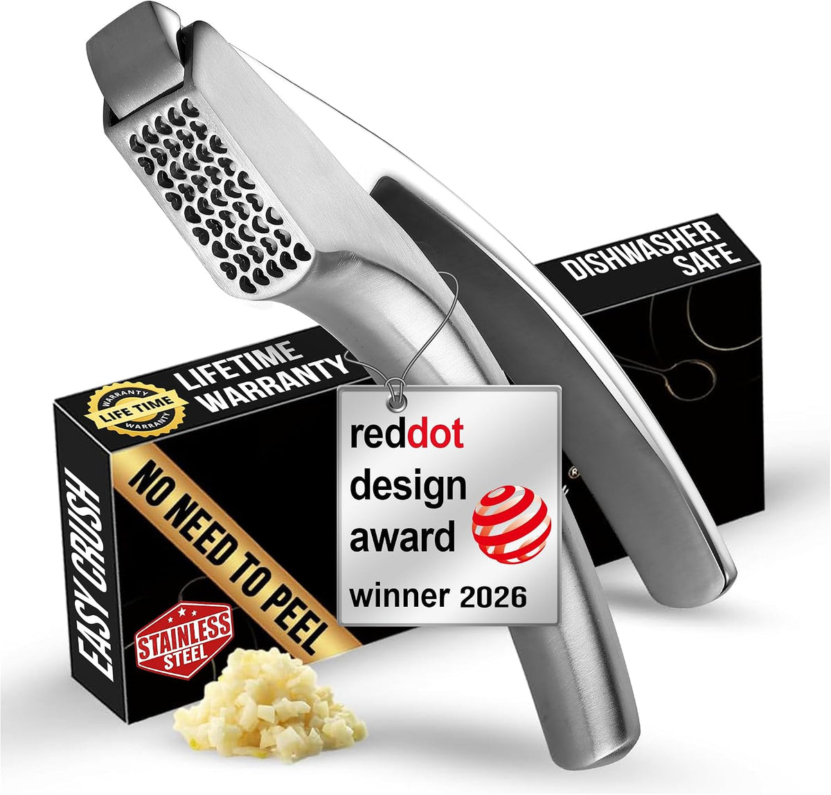 Garlic Press Lifetime Replacement, No Need to Peel, Fine Mince