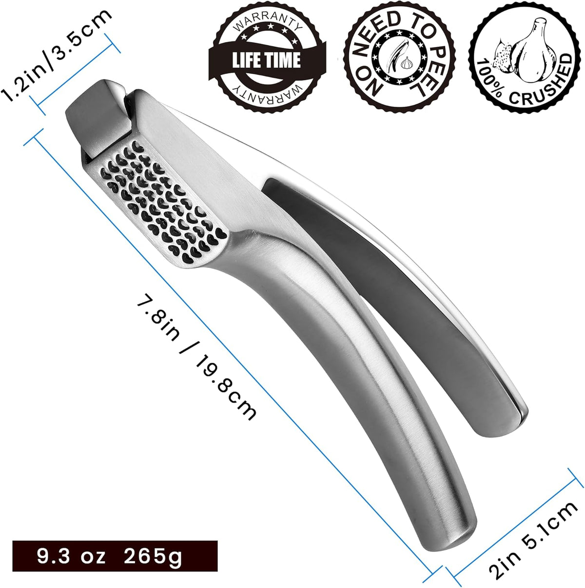 Garlic Press Lifetime Replacement, No Need to Peel, Fine Mince