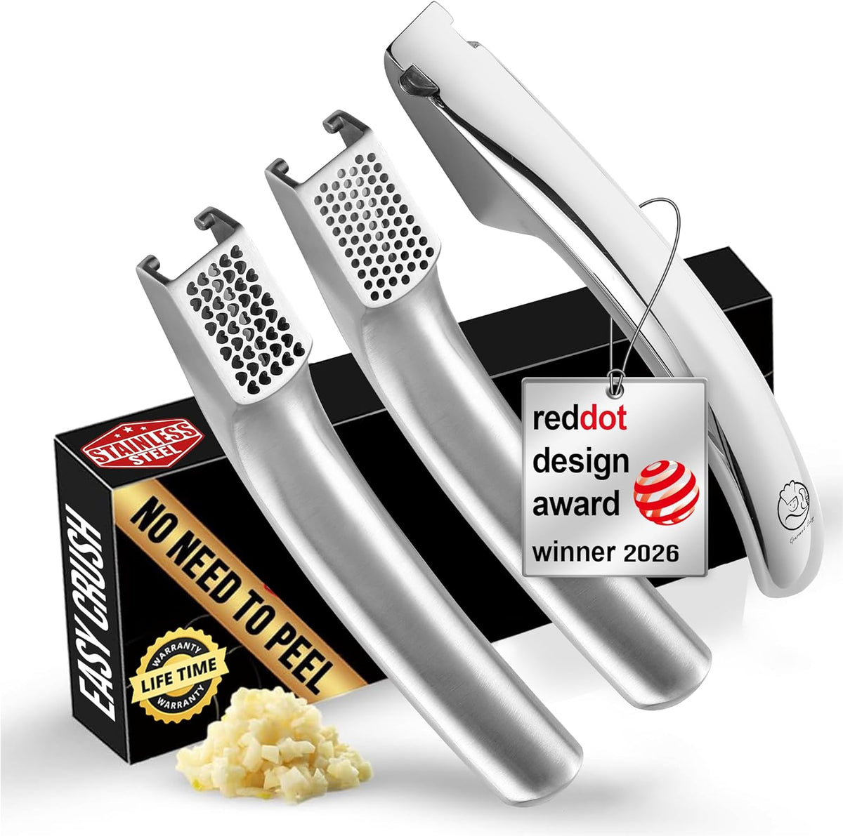 Garlic Press Lifetime Replacement, No Need to Peel, Fine Mince