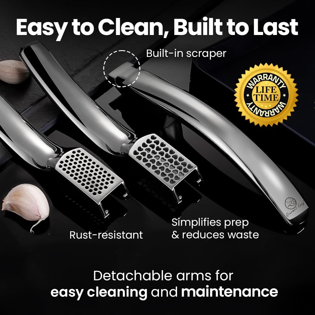 Garlic Press Lifetime Replacement, No Need to Peel, Fine Mince
