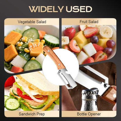 Multi-Functional Vegetable Peeler for Kitchen, 2026 Upgraded 2 in 1 Ultra-Sharp Stainless Steel Blade with Wooden Handle and Bottle Opener, For Fruits or Vegetables that Need to Be Peeled (2)