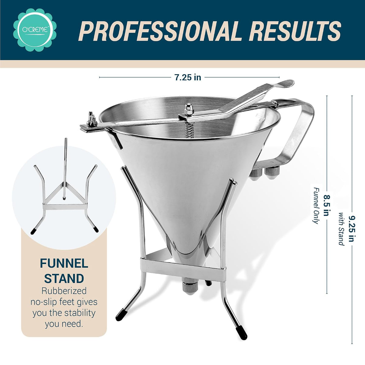 Stainless Steel Confectionery Funnel with Precision Nozzle Tips