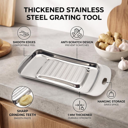 Stainless Steel Ginger Grater, Lemon Zester, Cheese Grater with Wasabi Garlic Grinding Tool for Sushi, Sashimi, Tempura, Silver