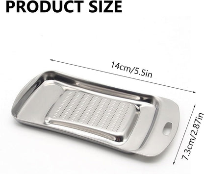Stainless Steel Ginger Grater, Lemon Zester, Cheese Grater with Wasabi Garlic Grinding Tool for Sushi, Sashimi, Tempura, Silver