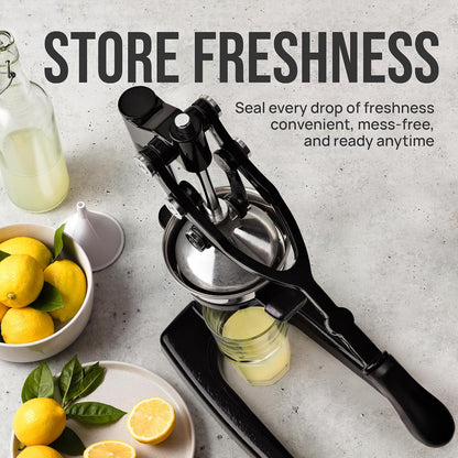Zulay Metal 2-In-1 Lemon Squeezer Manual - Sturdy, Max Extraction Hand Juicer Lemon Squeezer Gets Every Last Drop - Easy to Clean & Use Citrus Juicer-Yellow/Green - Colors B