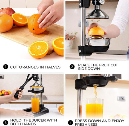 Zulay Metal 2-In-1 Lemon Squeezer Manual - Sturdy, Max Extraction Hand Juicer Lemon Squeezer Gets Every Last Drop - Easy to Clean & Use Citrus Juicer-Yellow/Green - Colors B